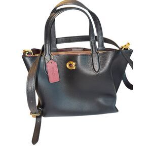 Coach Willow 24 Convertible Strap Cross Body Black Pebble Leather Hand Bag C8869